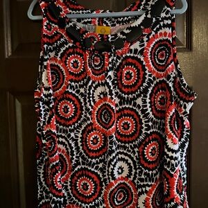 Ruby Rd. Red and Black Swirl Pattern Blouse